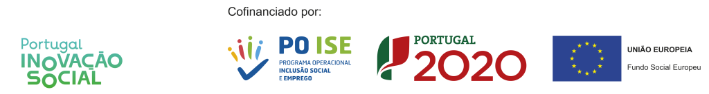 Rodapé com os logos dos projetos PO ISE e Portugal Inovação Social